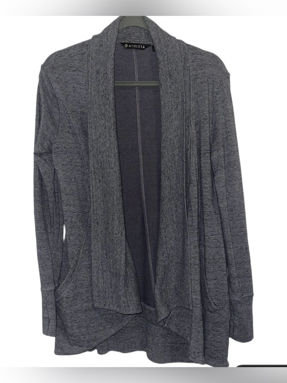 Athleta Charcoal Open-Front Draped Cardigan